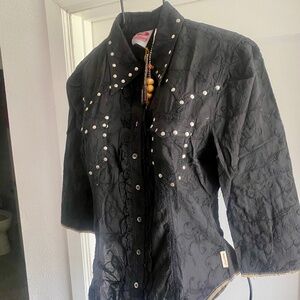 Parasuco RARE Vintage Special Woven Studded Blouse Sz M